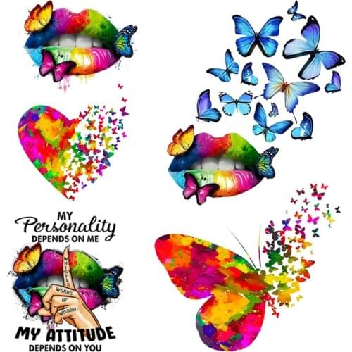 Iron on transfers for clothing Butterfly Flower patch iron-on transfer thermocollants thermo stickers for clothes Fashion patch