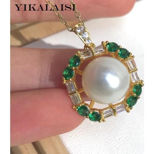 YIKALAISI 925 Sterling Silver Necklaces Jewelry For Women 11-12mm Oblate Natural Freshwater Pearl Pendants Office Style
