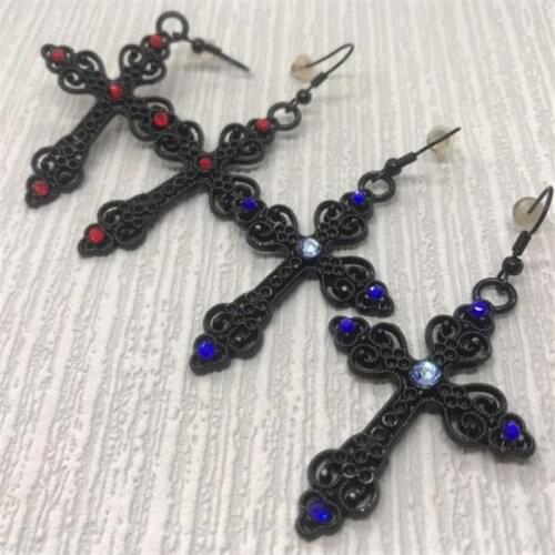 Black Cross Earrings Crystal Gothic Jewelry Black Drop Plain Fashion Delicacy 2020 New beautiful Women Gift Darkly