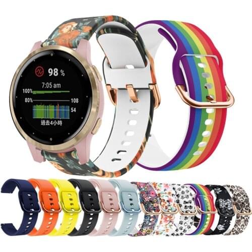 Painting Silicone Wrist Strap For Garmin Vivoactive 4S 4 3 Smart Watch For Garmin Forerunner 158 245 Venu 2 2s Sq Wristband