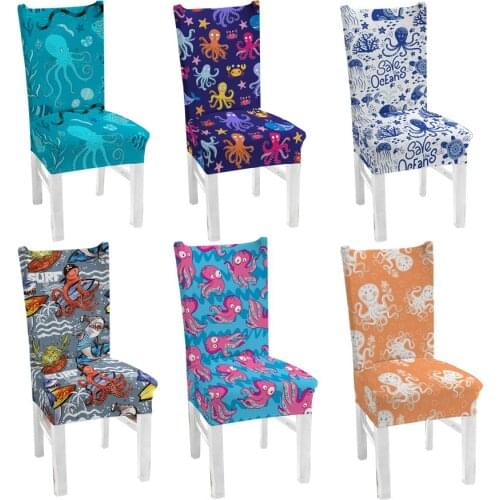 Octopus Design Modern Anti-dirty Chair Cover Kitchen Slipcover Removable Seat Covers For Banquet Wedding Dinner Restaurant House