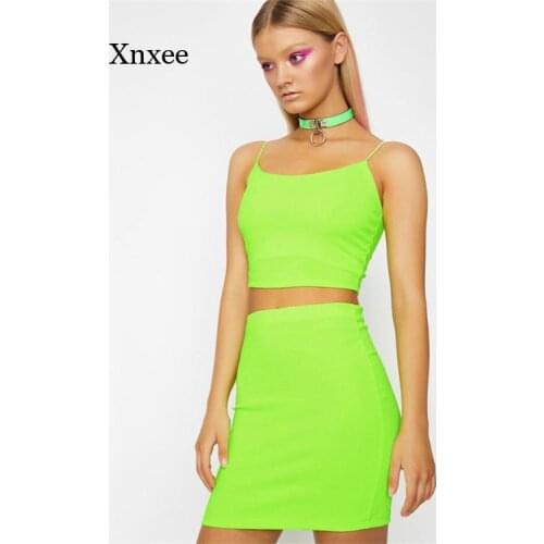 Womens Summer Solid Skirt Two Piece Set Slling Crop Tops Suit Slim Sexy Outfits Womens Fashion Bosycon Clothing Wholesale