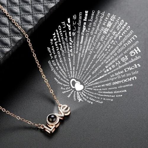 100 Languages I Love You Necklaces For Women Lover Rose Gold Silver Color Long Chain Female Pendant Necklace Fashion Jewelry