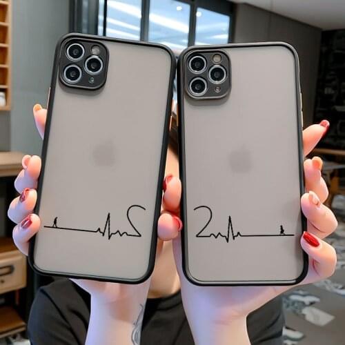 Electrocardiogram with love Couple ECG Phone Case For iPhone 12 11Pro Max Mini X Xs max Xr 7 Plus 6S 7 8 Plus SE 2020 Hard Cover