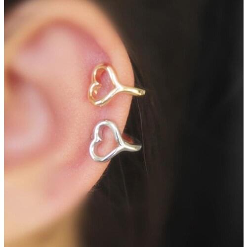 1Pc Women Simple Hollow Heart Ear Cuff Clip Non Piercing Earring Jewelry Gift