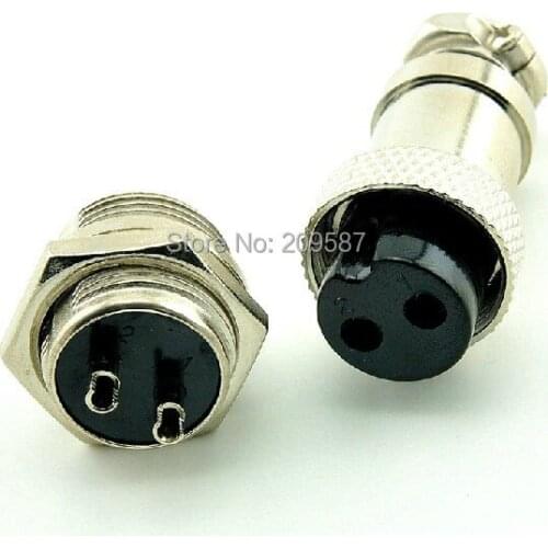 10sets Aviation Plug 2 Pins Male Female Panel Metal Wire Connector 16mm GX16-2