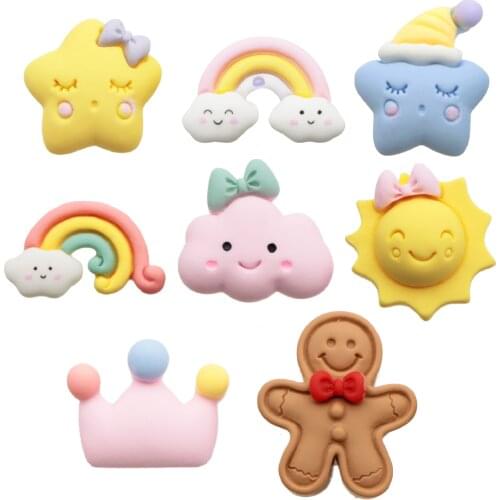 10pcs/lot Rainbow Heart Sun 3D Resin Flatback Cabochons For Hair Bow Centers DIY Scrapbooking Decoration,10Yc18623