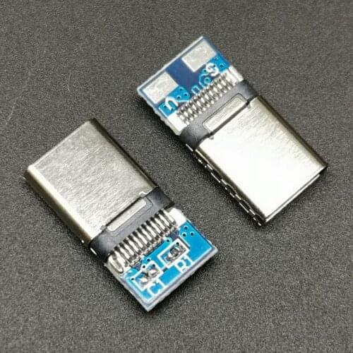 10pcs TYPE-C USB male plug with PCB board two or four weld plate 56K resistor 10NF capacitor