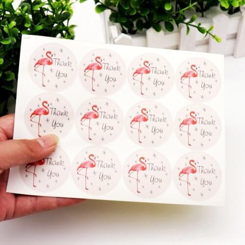 120pcs Round 3.8cm Flamingo Seal Stickers Thank You Stickers Wedding Party Decoration Gift Festival Party Decorations Supplies