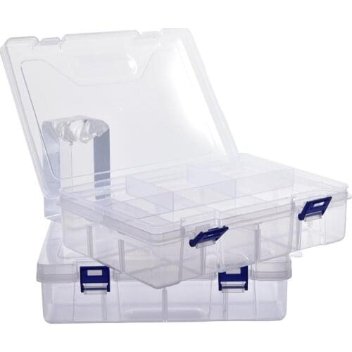 2PCS 8 Grids Detachable Double Layers Clear Plastic Boxes Jewelry Container Multi Purpose Transparent PP Storage Box Organizer