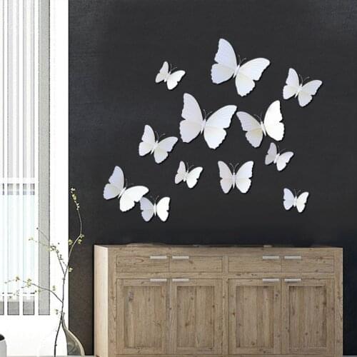 3D Butterfly Wall Stickers 12pcs/lot Moth Living Room Bedroom Childrens Room Stickers Home Decor Black white minimalist modern