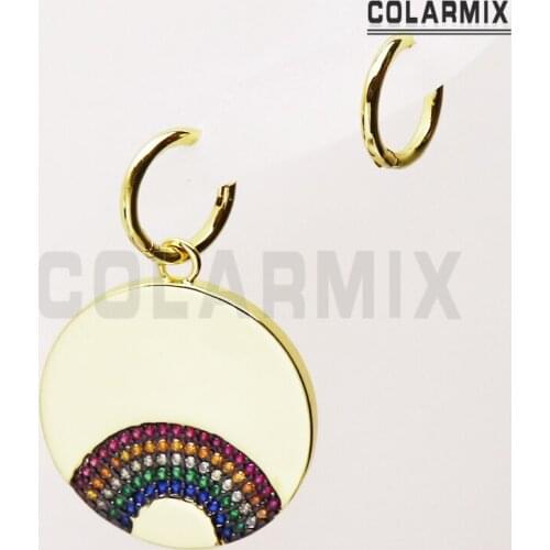 4 Pairs Asymmetry Rainbow Dangle earrings metal zirconia earrings women jewelry Drop earrings Gift for women jewelry 41286