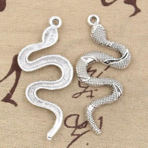 4pcs Charms Snake Cobra 53x23mm Antique Making Pendant fit,Vintage Tibetan Bronze Silver Color,DIY Handmade Jewelry