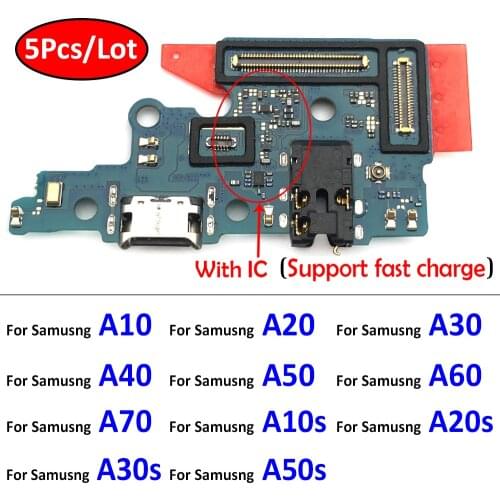 5Pcs For Samsung A10 A20 A30 A40 A50 A60 A70 A80 A10s A20s A30s A21s A01 A11 A51 USB Charging Connector Port Dock Flex Cable