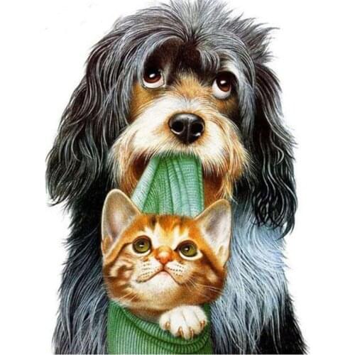 Full Circular Diamond Painting Animal Dog and Cat 5d Diamond Embroidery Sale Diamond Picture of Rhinestones Home Decor Gift