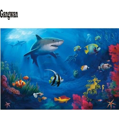 Diamond painting 5d animal Leopard Shark full drill square diamond embroidery Cross stitch round rhinestone home wall decoration