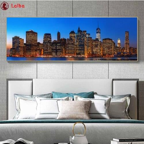 Diy Diamond Painting Modern art, night view of city waterfront Diamond Embroidery Full square round drilling 5d Diamond Mosaic