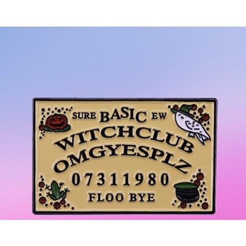 Basic Witch Club OUIJA Spirit BOARD enamel pin horoscope Psychics Spell Punk Brooch Wizard Soothsayer Badge Gothic Jewelry