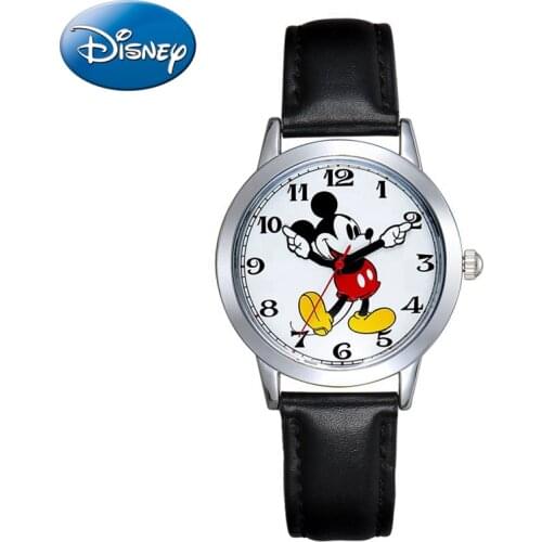 Children Watch Mickey Mouse Leather Strap Clock Kid Cartoon Disney Luxury Brand Time Smart Boy Hour Beautiful Girl Gift Hot Lady