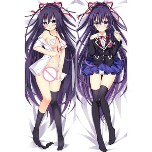 Anime Cartoon Date A Live Yatogami Tohka Double Bolster Hugging Pillowcase Peach Skin 2 Way Pillow Case Cover No.55031