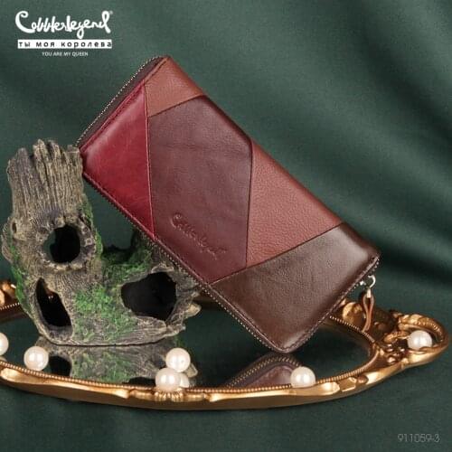 Cobbler Legend Genuine Leather Women Long Purse Female Clutches Money Wallets Vintage Design Coin/Phone Bag for Lady Card Holder