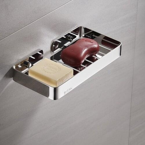 Nanjibao Stainless Steel Soap Holder Toilet Soap Tray Wall-Mounted Drain Soap Dish Bathroom Non-Perforated Soap Storage Shelf