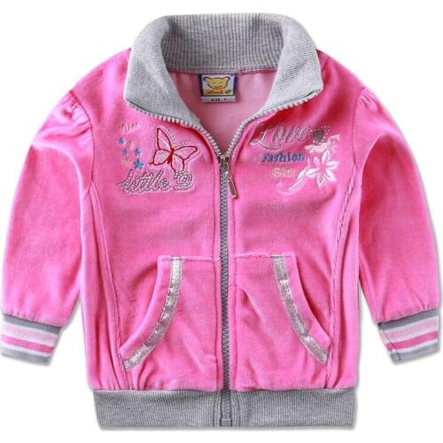 Children Velour Summer and Autumn Long Sleeve Shirts Baby Zipper Blouse for girls Baby 1 to 3 years old clothes