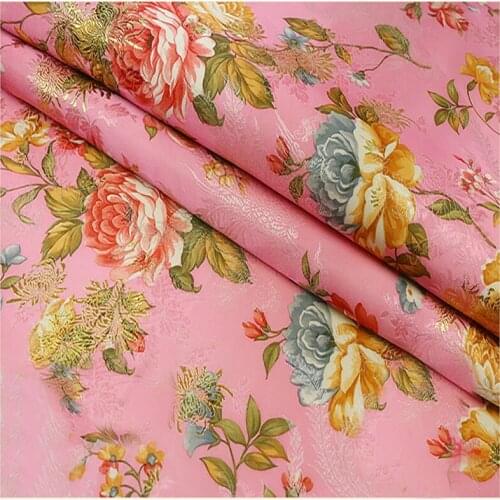 Ethnic floral jacquard tapestry satin silk brocade fabric for wedding dress,kids clothes,dolls,upholstery sofa 145cm width