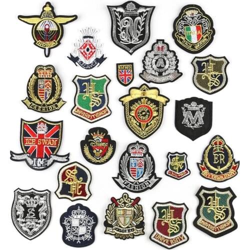 Europe Royal Court Baroque Fabric Stripe Embroidered Epaulet Iron on Patch for Clothing Garment Apparel Diy Accessory