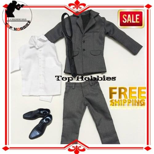 1:6 1/6Scale Action Figures Accessories Male Gray Set Clothing Trousers Shoes Suit For 12"Ph Hottoys Model Toys Doll Body Figure