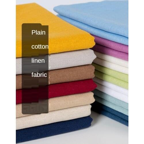 Cotton Linen Fabric for Dress Sofa Cover Pants Cloth Sewing Black White Blue Pink Purple Green Red Brocade China Solid Color Diy