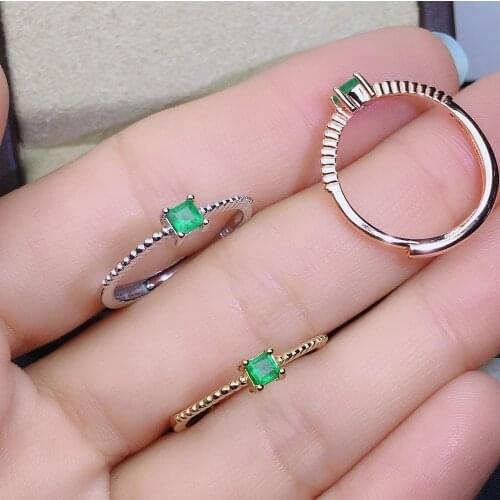 100% 925 sterling silver real Natural green Emerald Rings fine Jewelry gift women wedding open wholesale new 3mm jcj0303828agml