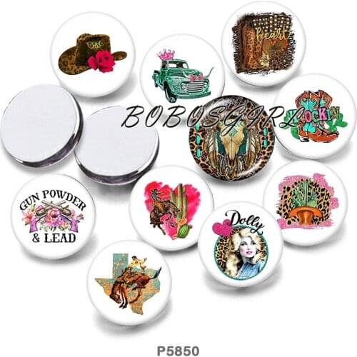 Cowboy Leopard 12mm18mm 20mm Snap button jewelry DIY Bracelet Round photo glass cabochons P5850