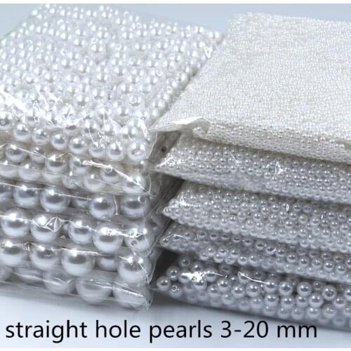 3-20 mm Acrylic Round White Ivory Imitation Pearl Loose Beads Jewelry DIY Crafts Grament Clothes Headwear Shoes Bags Hats Decor