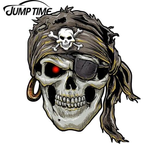 JumpTime 13cm x 10.77cm Cool Car Accessories Stylish Pirate Skull Decal Motorcycle Helmet Car Stickers Window Bumper Vinyl