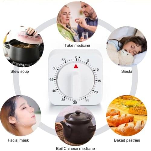 Kitchen white Timer Stopwatch 60 Minutes Mechanical Timer with Alarm for Kitchen Cooking Utilidades Domesticas Para Cozinha