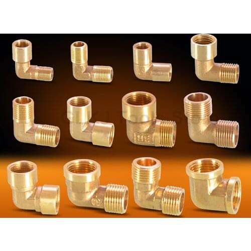 1pcs 1/8" 1/4" 3/8" Female x Male Thread 90 Degrees Brass Elbow Connector Coupler Pipe Fittings Water Fuel Gas Copper Adapter