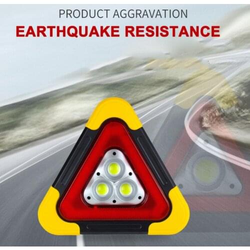 Solar + Usb Charging Multi-functional Tripod Warning Lamp COB Work Light Emergency Light For Auto Yellow Angle