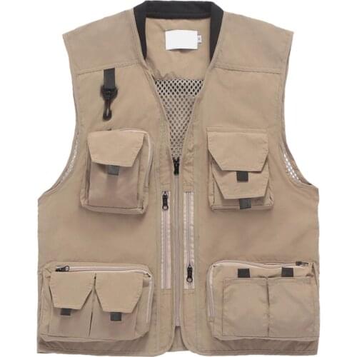 Mens Casual Thin Multi-Pocket Fishing Vest Outdoor Camping Hunting Photography Top Multi-Purpose Sleeveless Jacket