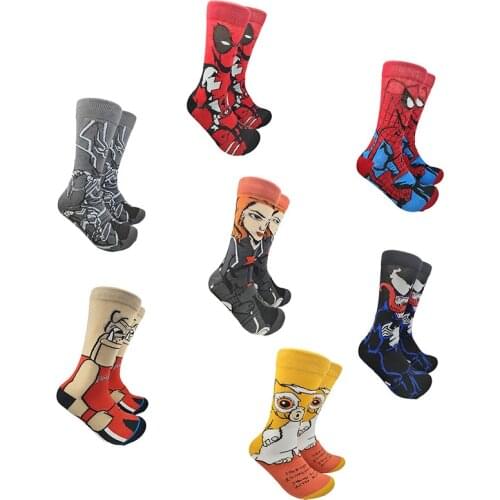 Stitch Disney Marvel Avengers cartoon anime figure Spiderman Black widow tube socks casual xxx boys and girls cosplay anime sock