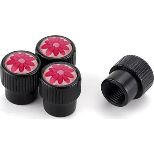 New Style Round Cap Car Wheel Tires Valves Tyre Stem Air Caps Airtight For Abarth 595 500 124 Spride Badge Flower Emblem