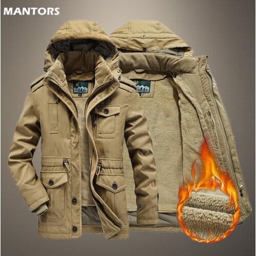 2021 Autumn Winter Mens Parkas Coat Masculine Jacket Fleece Warm Slim Parka Jacket Hooded Coat Detachable Liner Thick Coat Mens