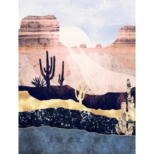 Autumn Gold Blue Mountain Dessrt Abstract Canvas Painting Landscape Wall Art Bedroom Picture Printing Room Posters Home Decor