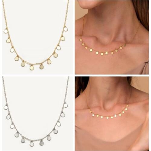 BOAKO Necklace 925 Sterling Silver Jewelry For Women 2020 Sequins Cadena Plata Fashion Jewelry Choker Crystal Gold/Silver