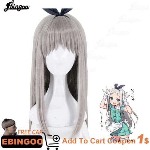 【Ebingoo】Anime Blend S Kanzaki Hideri Aus Straight Long Silver gray Cosplay Wig Halloween Costume Play Wigs For Women + Wig Cap