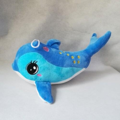 About 32cm lovely blue stars design dolphin plush toy, soft doll toy birthday gift h2547