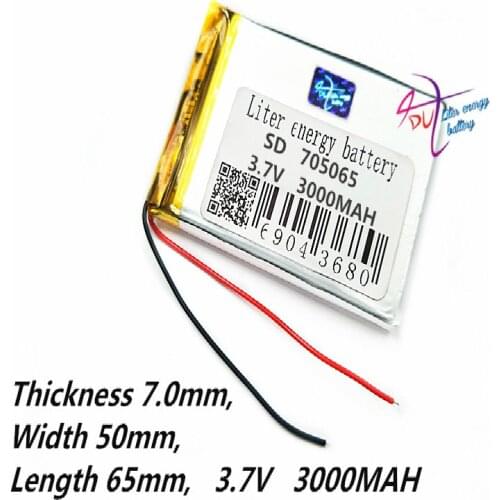 Polymer lithium battery 705065 3.7V 3000MAH mobile power Tablet PC GPS navigation