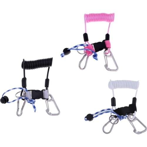 Stainless Steel Scuba Diving Spring Coil Lanyard with Bolt Snap Quick Release Buckle for Cameras and Dive Lights