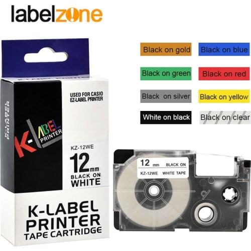Multicolor 12mm XR-12WE XR-12X XR-12YW Laminated Label tapes compatible for KL60 KL100 KL120 KL750 KL780 KL820 KL7000 KL-7200