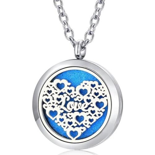 With chain as gift!Heart Necklace 30mm locket pendant 316L stainless steel Aromatherapy Essential Oil Diffuser Necklace